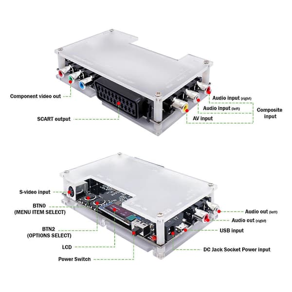 OSSC Add-on Board Linedouble og Smoothing Mode med Komposit & S-video Input