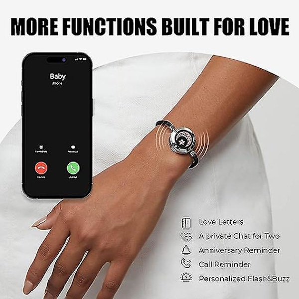 Long Distance Touch Armband För Par, Vibration & Light Up For Love Par Armband Bluetooth Parning Smycken