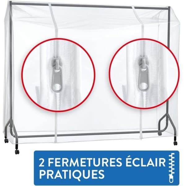 Skyddsöverdrag för klädställning - ZEAICOS - 152x180x50 cm - Vattentät plast - Transparent - Enkel öppning