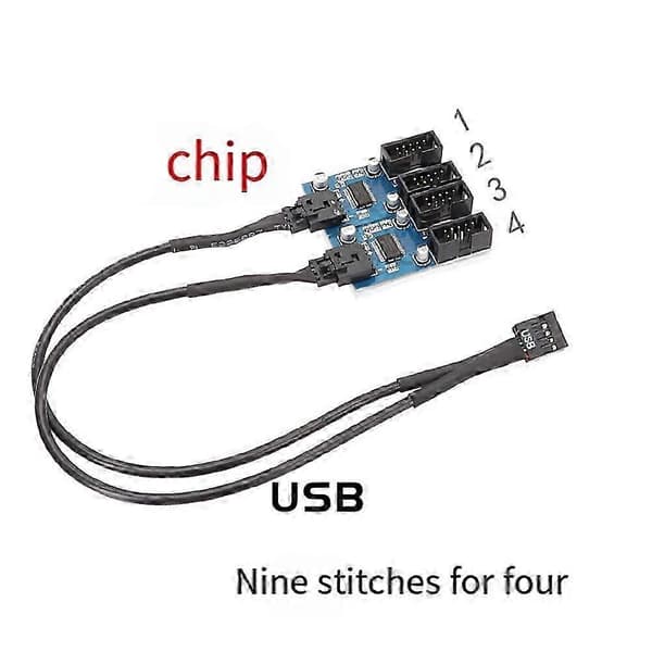 Bundkort 9Pin USB2.0 forlængerkabel 9PIN til dobbelt 9PIN med chip understøtter delt multi-interface Black