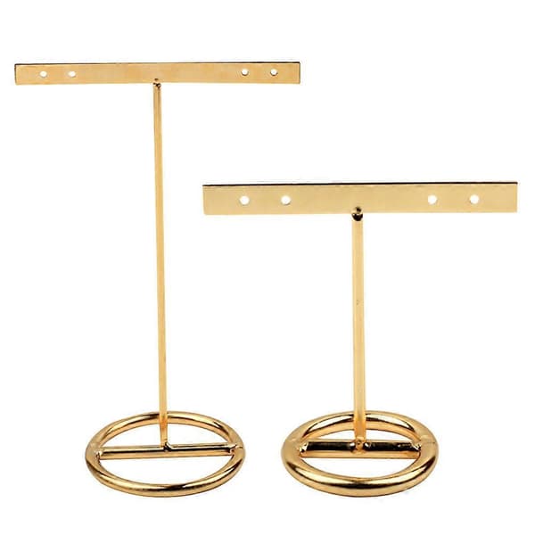 Øreringe Display Rack Holder med T-form til opbevaring af øreringe 2 stk. Gylden