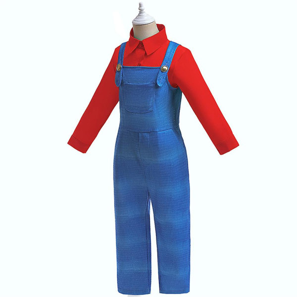 Super Mario Bros Cosplay kostyme for barn Gutter Jenter Skjorte Jumpsuit Barn Halloween Party Fancy Dress Up Antrekk