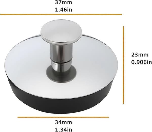 Sæt med 2 små gummiafløbspropper 3,7 x 2,3 cm egnet til badekar, håndvaske og køkkener