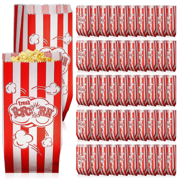 Popcornpose Papir Popcornposer for Oppbevaring Bruk Trykte Godteposer 100 Stk