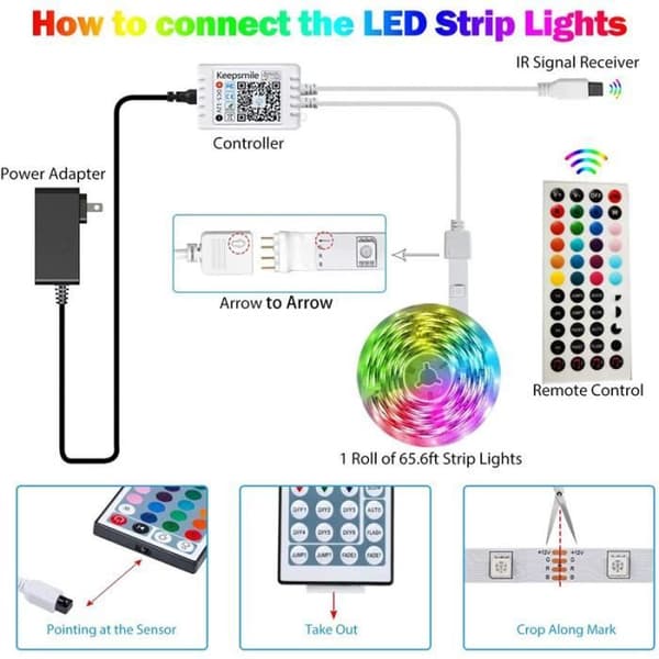 ZGEER LED-list - 15m - Flerfärgad - Dimbar - Bluetooth-kontroll