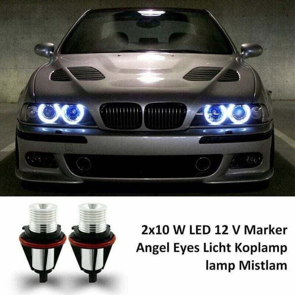 1 par 8000K Vita LED Angel Eye Marker Halo-lampor Kompatibla med E39 E53 E60 E63 E64 E66 E87 5 6 7 X3 X5