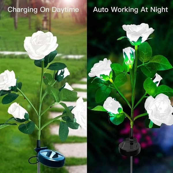 Trädgårdsbelysning - ZGEER - 5 LED - Solcellsbelysning - Vattentät - Vit