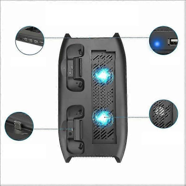 Xbox One X Dobbelt Controller Opladerstation Vertikal Stand Køleventilator