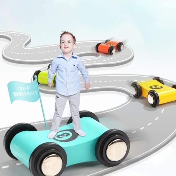 Racerbane - 4 biler - Ingen montering nødvendig - Barneleke