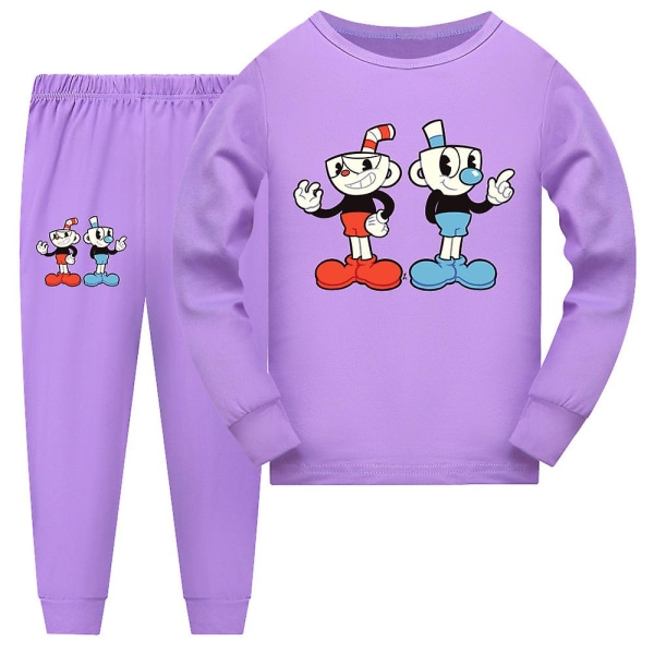 Cuphead Barn Pyjamas Set Outfits Pojkar Flickor Långärmad Pullover Byxor Nattkläder Sovkläder Pjs Loungewear