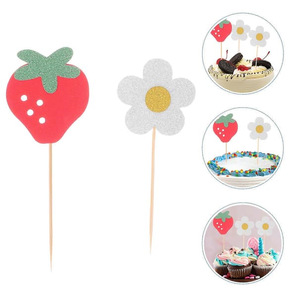 Eggkakedekorasjonsinnsats med 20 stk bursdagskake- og cupcake-topper