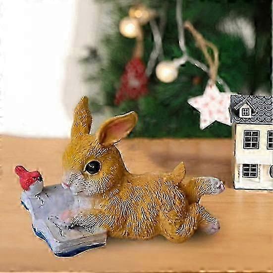 Läsrabbit Hartsfigur Staty Trädgårdsdekor Samlarobjekt Kanin