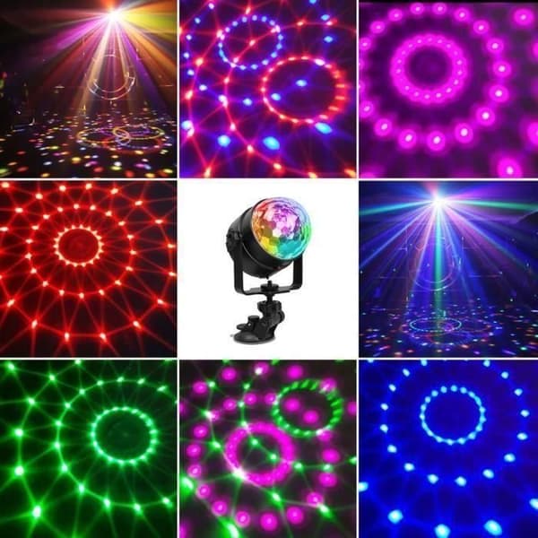 DJ-lys, bærbart LED-diskolys, festlys, scenelys - 7 RGB-farver til diskotek, jul, bryllup, KTV