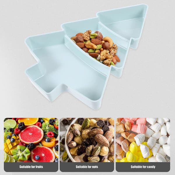 Blå snackstallrik i plast för 4 julmatsserveringar