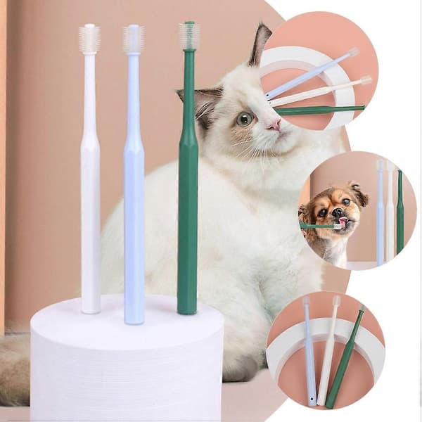 Tandborste för husdjur Katter Hundar Förebygger munsjukdomar TPE-material 4-pack