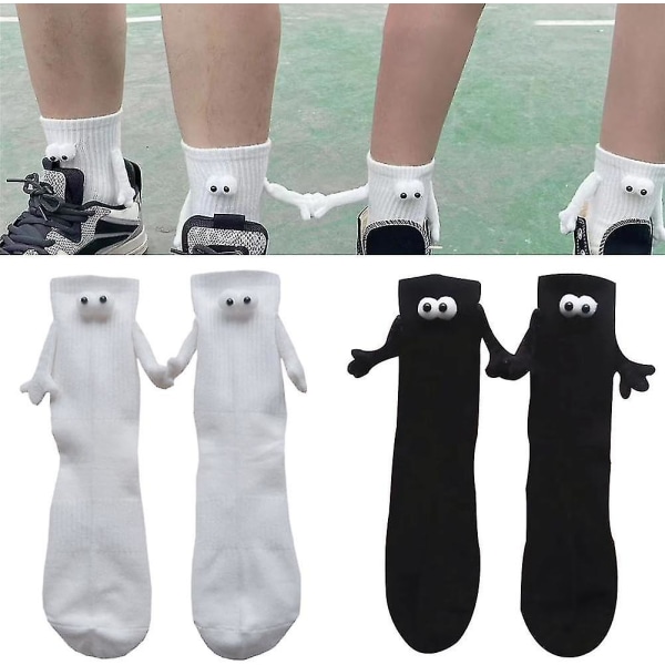 2 par morsomme magnetsug 3d dukke par sokker, par som holder hender morsomme sokker, søte sokker i midten av røret morsomme gaver