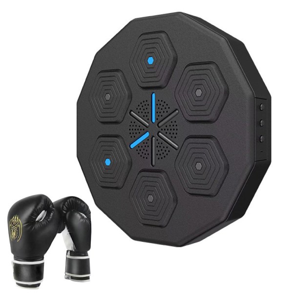 Svart Bluetooth träningsväggmål för boxning för barn och vuxna - Elektronisk väggmonterad boxningsmaskin med musik