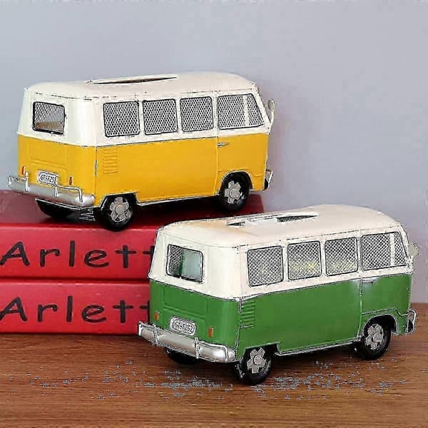 Bussformet vevd jernvevsboks, retro industriell design, solid rustfri anti-korrosjon, glatt papirutløp, multifunksjonell vevsboks og leketøy
