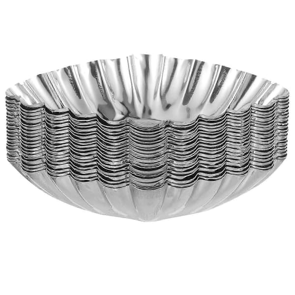 Bakformar i rostfritt stål för äggtårtor muffins DIY Silver 20 st Silver 8.8x6cm