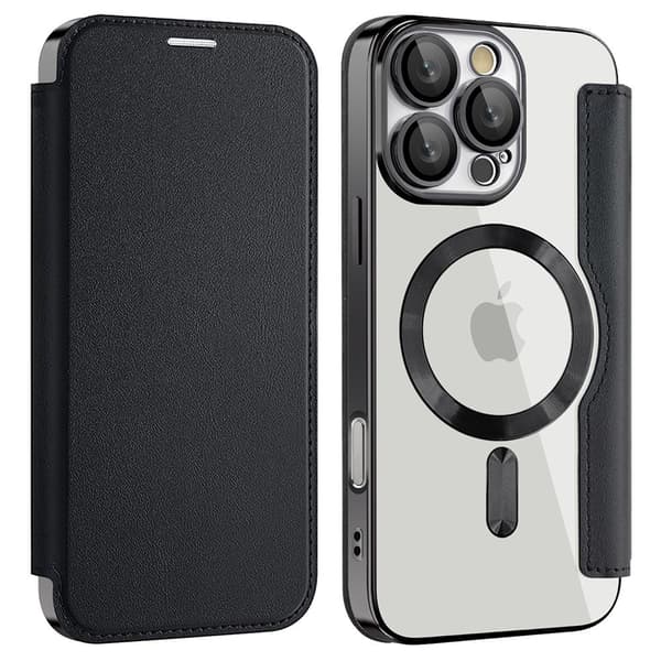 iPhone 16 Pro Max Cover MagSafe Flip Læder RFID Sort 75