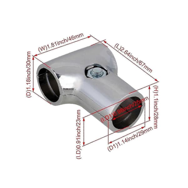 2-pak T-formet 25 mm indvendig diameter stilladsrørforbinder, aluminiumslegering, holdbar, nem montering, til tørrestativ, hylde, tøjdisplaystativ