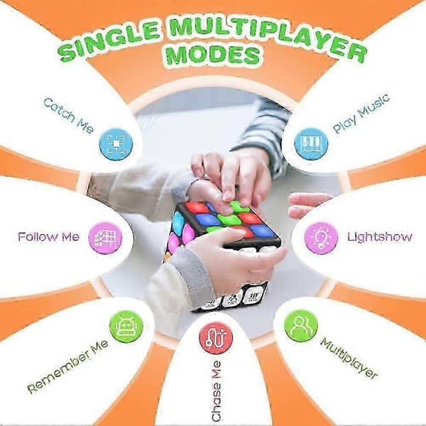 Fidget Cube Memory Game, LED-blinkande elektroniskt handhållet spel, 7 hjärnminnesspel för barn pojkar flickor, STEM sensoriska leksaker hjärnspel för jul B