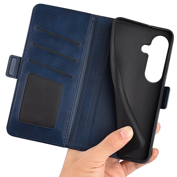 Samsung Galaxy S26 Case Genuine Leather Wallet Case - Blue