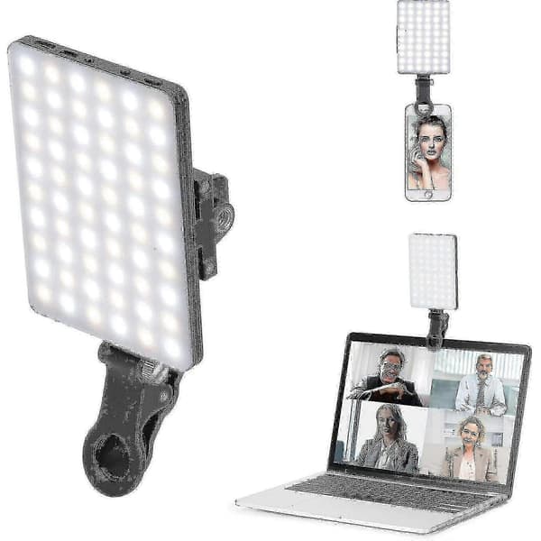 Newmowa 60-LED klipslys – oppladbart fylllys med 3 moduser for telefoner