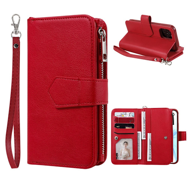 iPhone 12 / 12 Pro - 2in1 Magnet Skal / Plånboksfodral - Röd Röd Red Röd