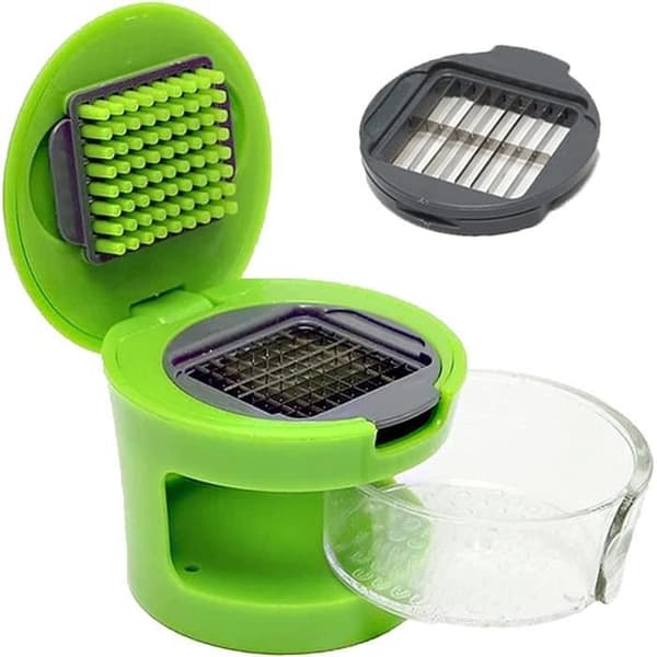 Multifunktionel Hvidløgspresser - ZGEER - Mini - Plast + Rustfrit Stål - Grøn - 2 stk.