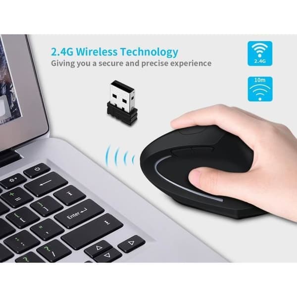 2,4 GHz vertikal trådløs mus 6DF-design – trådløs – oppladbart batteri – ergonomisk – forebygging av musearm