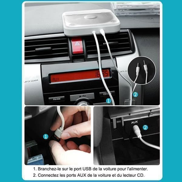 Bil CD-afspiller - Universal ekstern bil CD-afspiller - AUX/USB-interface - HiFi - 133 x 25 mm, hvid