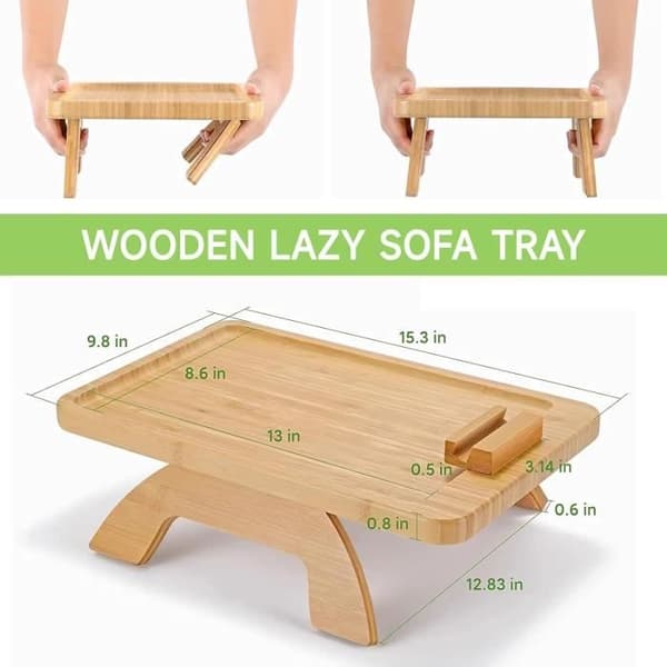 Sidobord - ZGEER - Armstödsskiva - Massivt trä - Fällbar roterande bas - Chic elegans