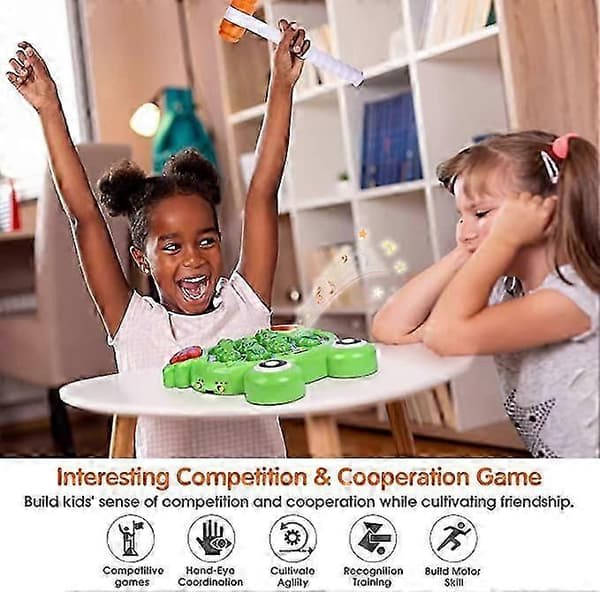 Whack A Frog-spel, interaktiv hammarleksak för tidig utveckling