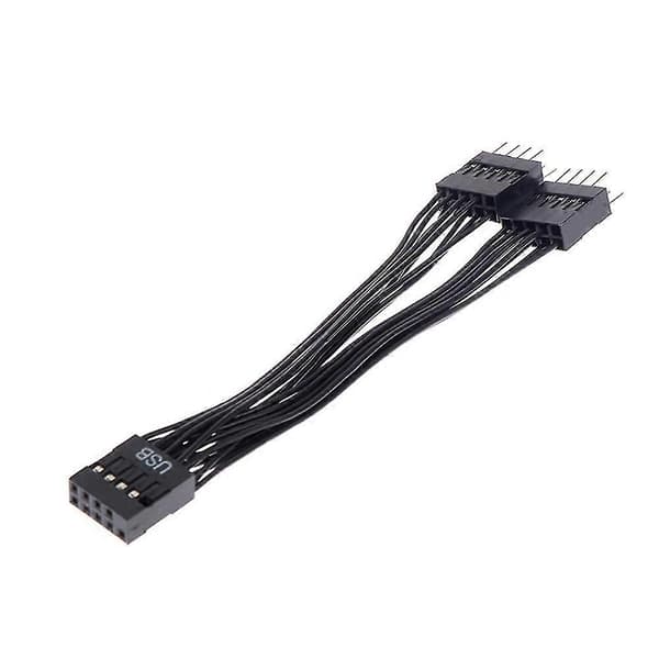 2 stk. computer bundkort USB-forlængerkabel 9-benet 1 hun til 2 han Y-splitter lyd HD-forlænger black