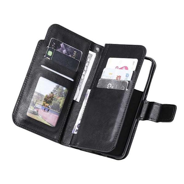Kompatibel med Samsung S21 Praktiskt Plånboksfodral med 12 Fack V4 Black Svart