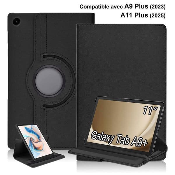 Etui til Samsung Galaxy Tab A11 Plus / A9 Plus (11\") - 360° roterende stødsikkert cover til Samsung A11 Plus / A9 Plus, sort
