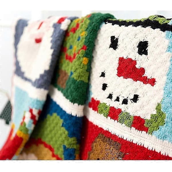 Hækletæppe-sæt til begyndere DIY julehåndværkssæt med garn og værktøj Håndlavet uldgave blanket kit