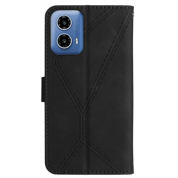 SKALO Motorola Moto E14 4G Præget PU Læder Wallet Case - Sort Black Svart