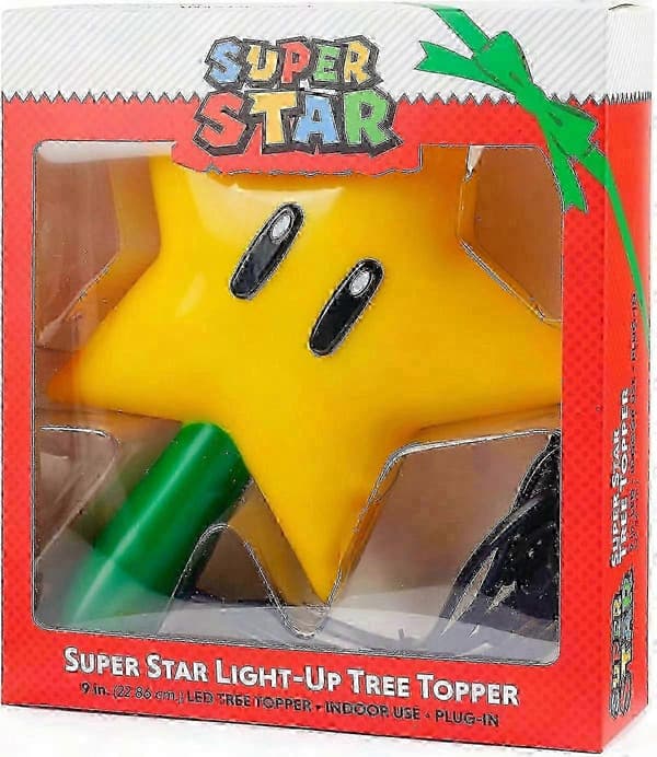 LED-lysende Mario Stjerne Juletretopp - Plug-in Superdekorasjoner-03