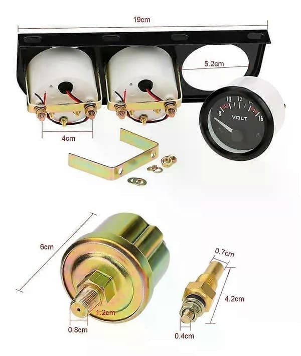 Trippel elektronisk trykkmålersett 52mm