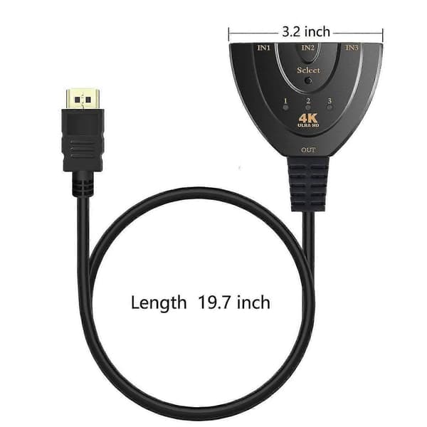 Hdmi-switch 3-portars Hdmi-splitterkabel | Hdmi-kabelomkopplare