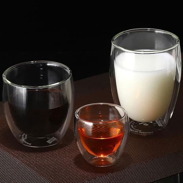 Glas kaffe-/espressokop - MTEVOTX - Dobbeltvægget kaffekopsæt - 80 ml - Klar - Hvid
