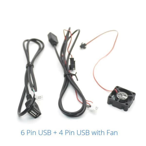 4 6-bens USB med blæser - Universal USB-kabeladapter, køleblæser til bilradio, enhed C