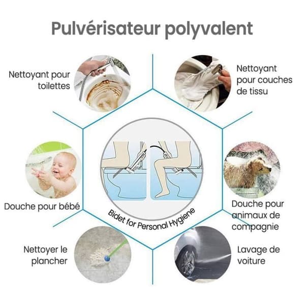 PRUMYA Håndholdt Bidet Sprøjte - Sort Rustfrit Stål - Intimhygiejne - Vandbesparende