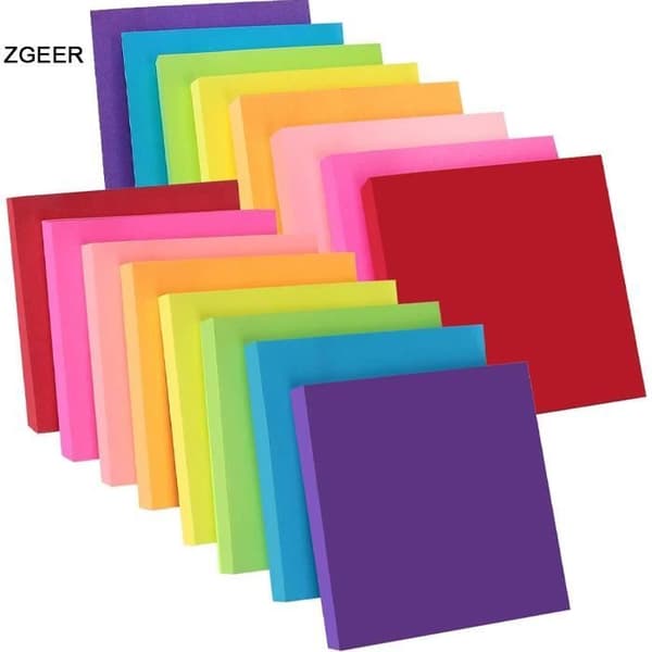 Post-it Notes - Intet navn - 16 pakker - 8 levende farver - 100 ark pr. blok - 76x76 mm