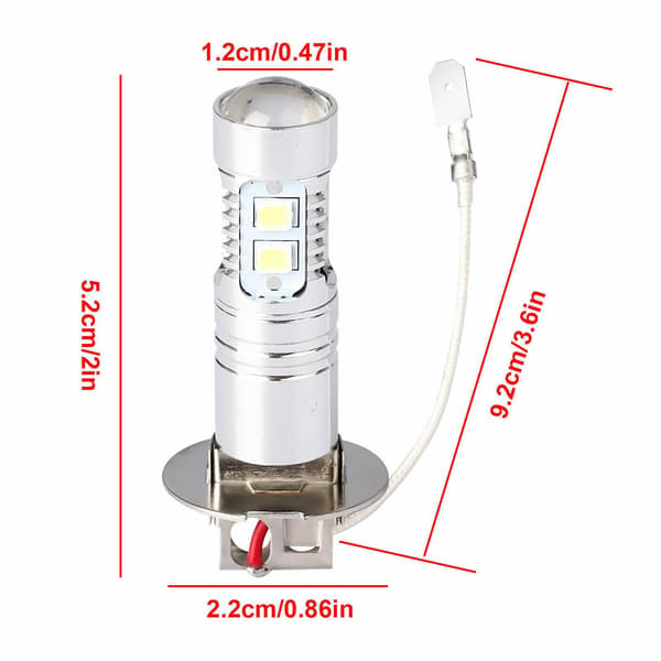 H3 LED Fog Light Bulbs Conversion Kit Super Bright Canbus 6000K White 100W