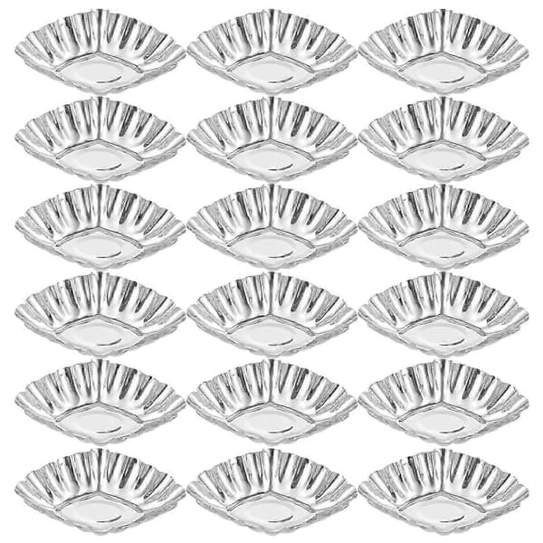 Bakformar i rostfritt stål för äggtårtor muffins DIY Silver 20 st Silver 8.8x6cm