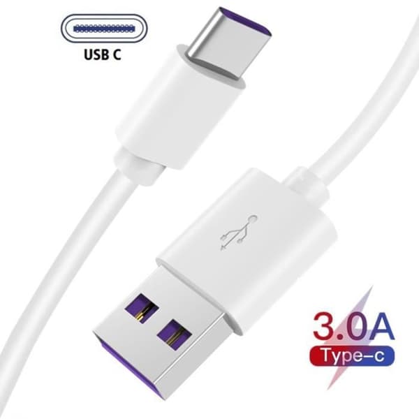 2m længde - USB C-kabel til hurtig opladning og dataoverførsel, opladerkabel til Xiaomi Mi 9T Sound - Hvid