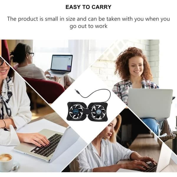 Køler - ZGEER - Mini Sammenfoldelig Køler - USB - Dobbelt Ventilator - Sort